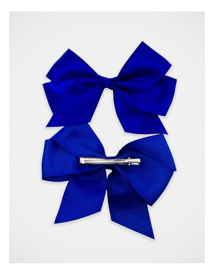 School Big Bow Hairclip 2 Pack in Royal Blue