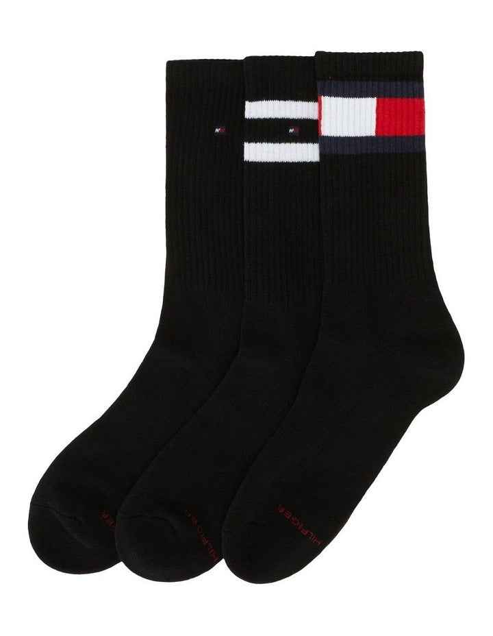 Flag Sports Crew Socks 3 Pack in Black