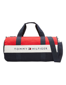 Harbour Point Logo Colourblock Duffel Bag in Navy/Red/White