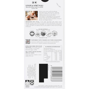 Lindt Excellence Dark Chocolate 85% Cocoa Block 100g