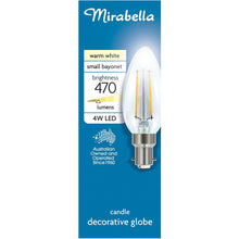 Mirabella Led Candle Filament Sbc 4w 470lm Warm White 1 Pack