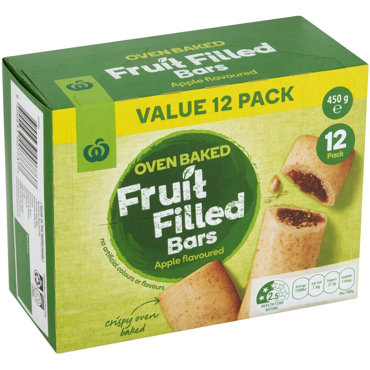 Woolworths Apple Oven Baked Fruit Bars 12 Pack