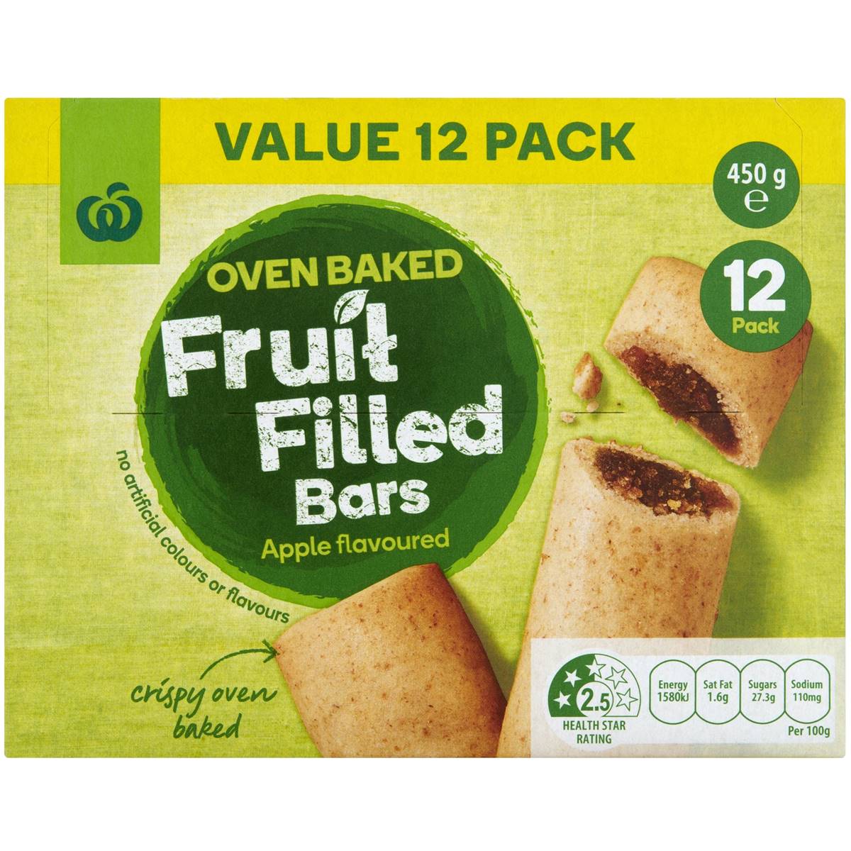Woolworths Apple Oven Baked Fruit Bars 12 Pack