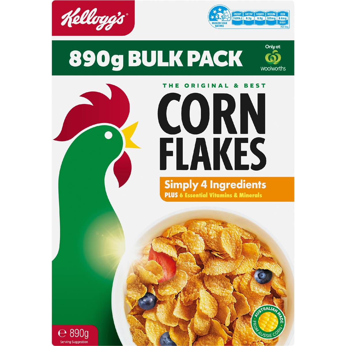Kellogg's Corn Flakes Breakfast Cereal 890g