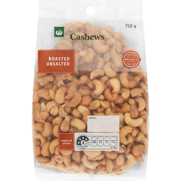 Woolworths Cashews Roasted & Unsalted 750g