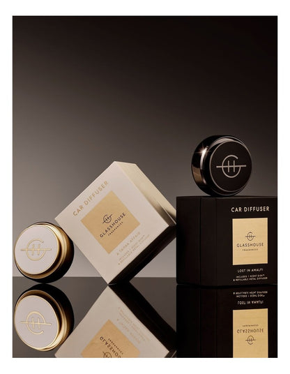 A Tahaa Affair Gold Car Diffuser Gold With 1 Replacement Scent Disk