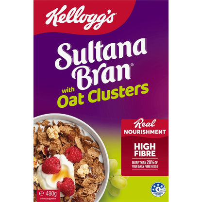 Kellogg's Sultana Bran Oat Cluster Breakfast Cereal 480g