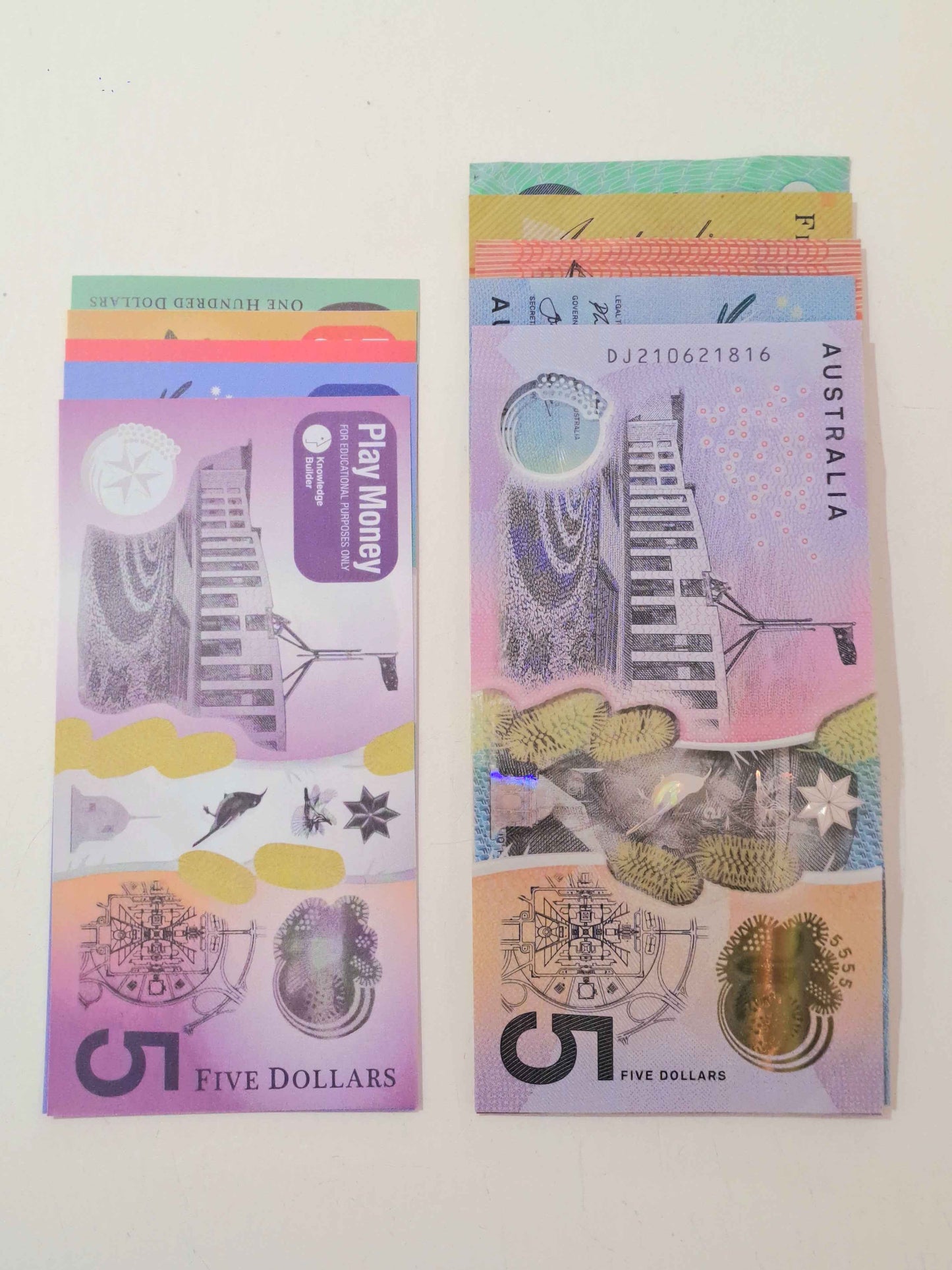 Tear Proof Play Money Notes Realistic synthetic paper 110p Fake Money By Knowledge Builder Math STEM  Range Math Games for Kids Best Seller Most Loved in Store 3yrs+