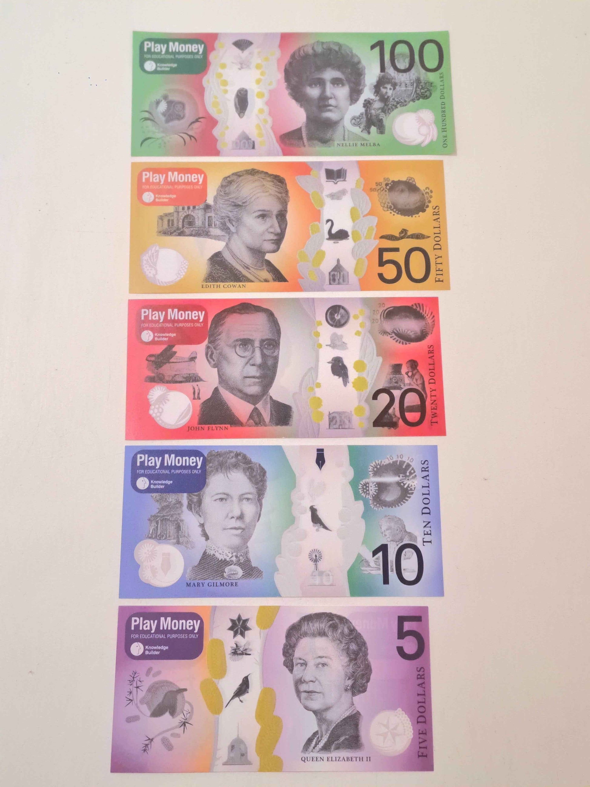 Tear Proof Play Money Notes Realistic synthetic paper 110p Fake Money By Knowledge Builder Math STEM  Range Math Games for Kids Best Seller Most Loved in Store 3yrs+