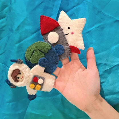 Pashom Felt Space Finger Puppet Set of 4 Pretend & Imaginative Play Toys 3yrs+