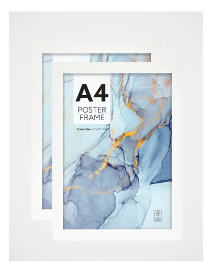 A4 Poster Photo Frames Set Of 2 in White