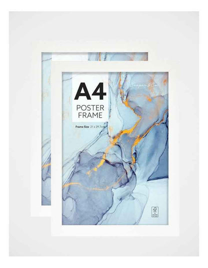 A4 Poster Photo Frames Set Of 2 in White