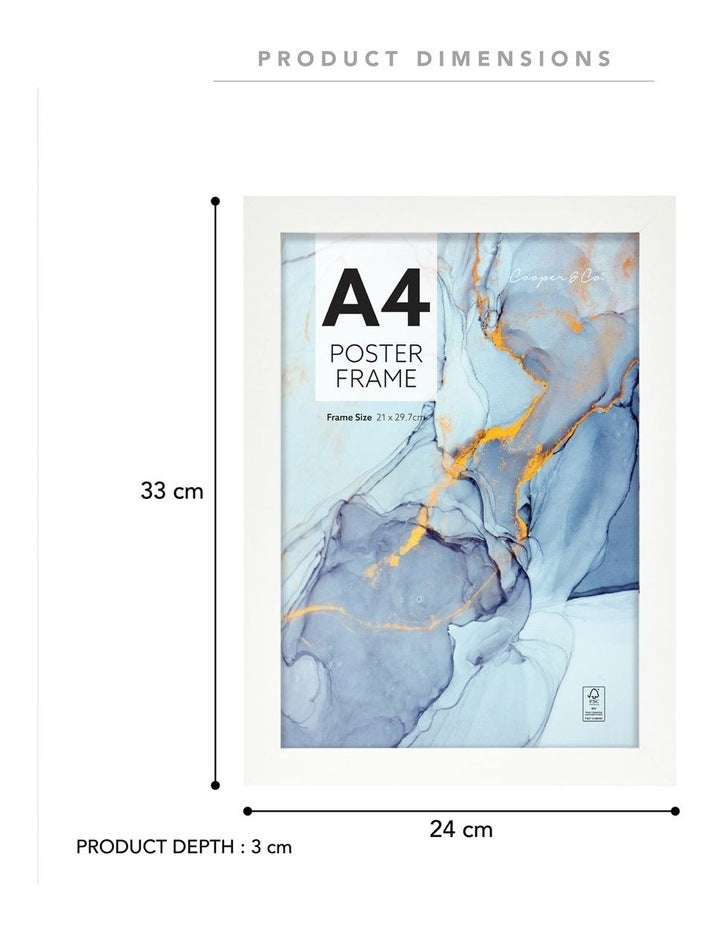 A4 Poster Photo Frames Set Of 2 in White