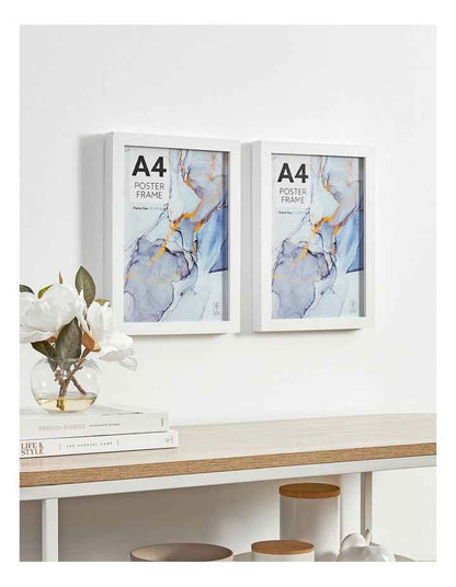 A4 Poster Photo Frames Set Of 2 in White
