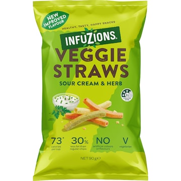 Infuzions Veggie Straws Sour Cream & Herb 90g