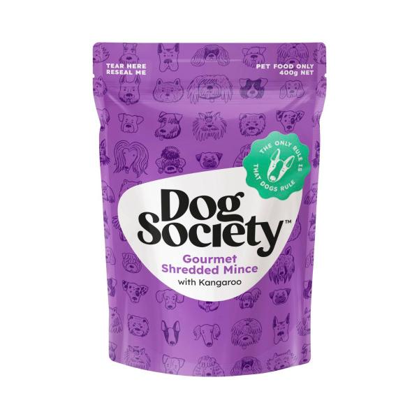 DOG SOCIETY GOURMET SHREDDED MINCE WITH KANGAROO DOG FOOD 400G