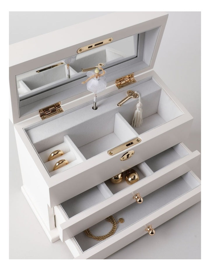 Ballerina Tiered Jewellery Box in White