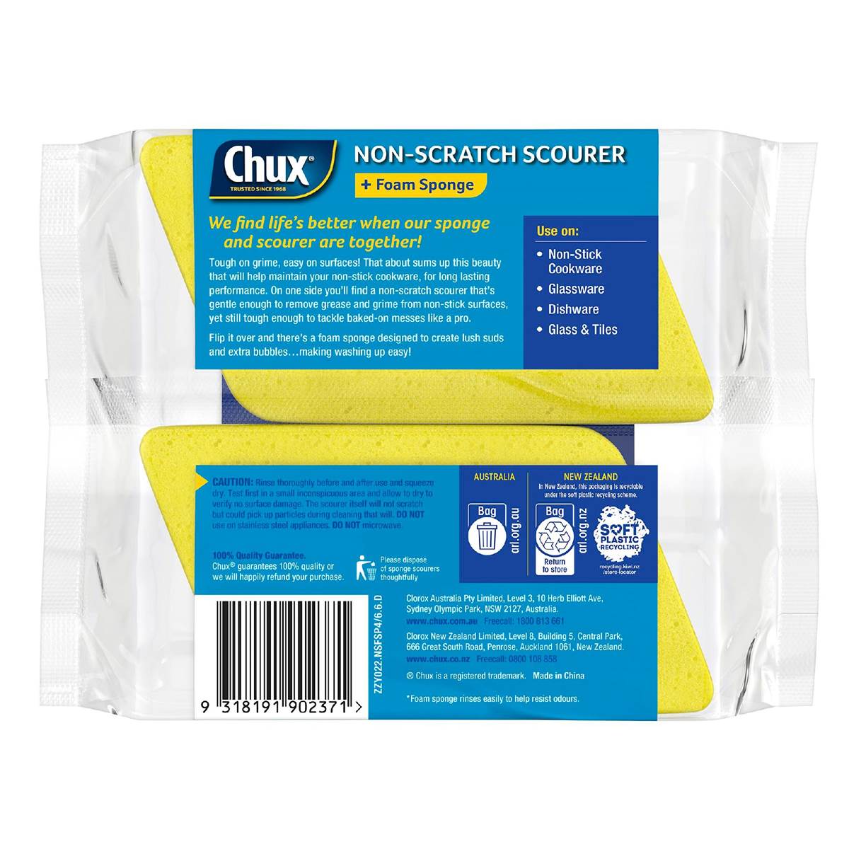 Chux Non Scratch Scourer Scrubs 4 Pack