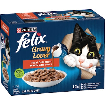 Felix Gravy Lover Meat Selection Wet Cat Food 85g x 12 pack