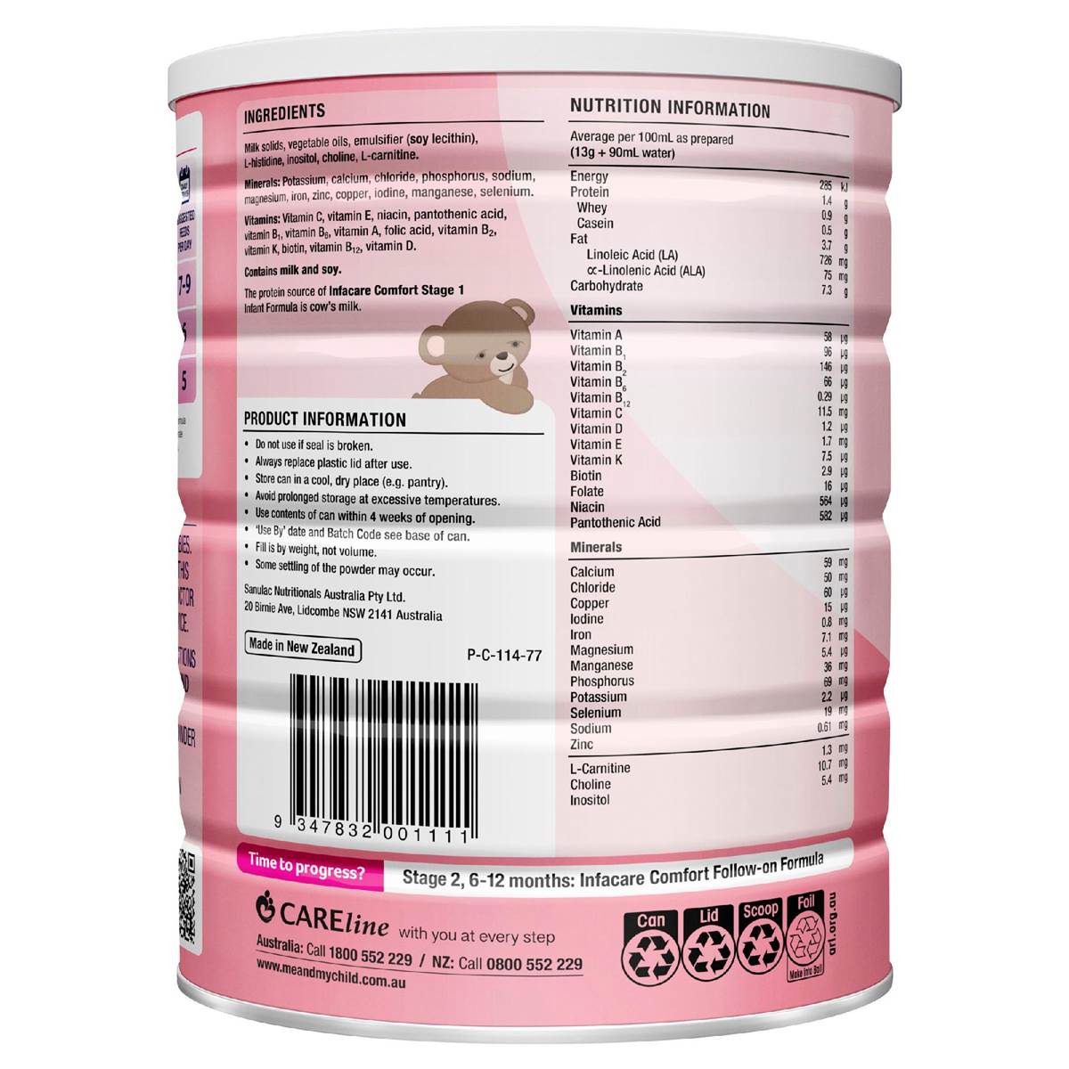 Infacare Comfort From Birth Stage 1 Infant Formula 0-6M 850g