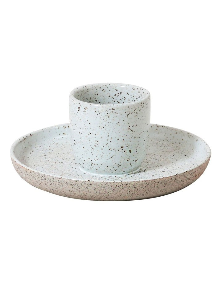 Natural Home Egg Cup With Plate in White