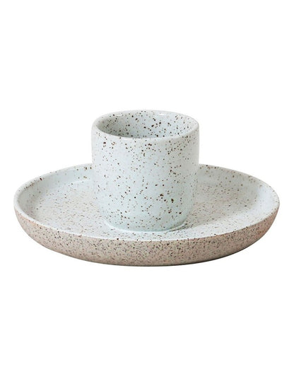 Natural Home Egg Cup With Plate in White