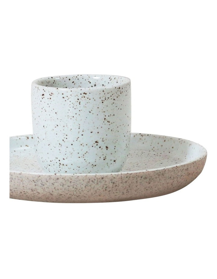Natural Home Egg Cup With Plate in White