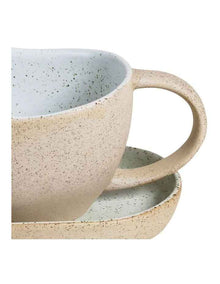 Natural Home Gravy Pourer With Plate 500ml in White Speckle