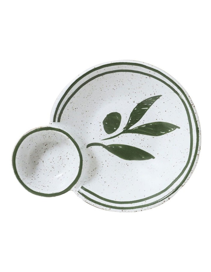 Mediterranean Story Bowl in Olive Handbrush