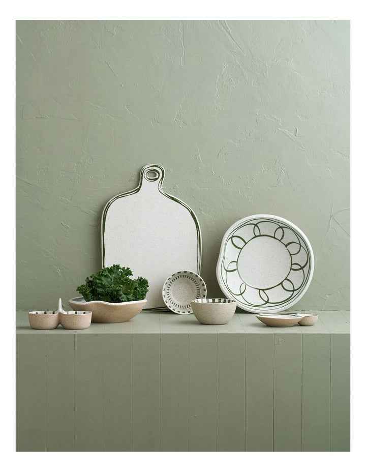 Mediterranean Story Striped Tray in Olive Handbrush