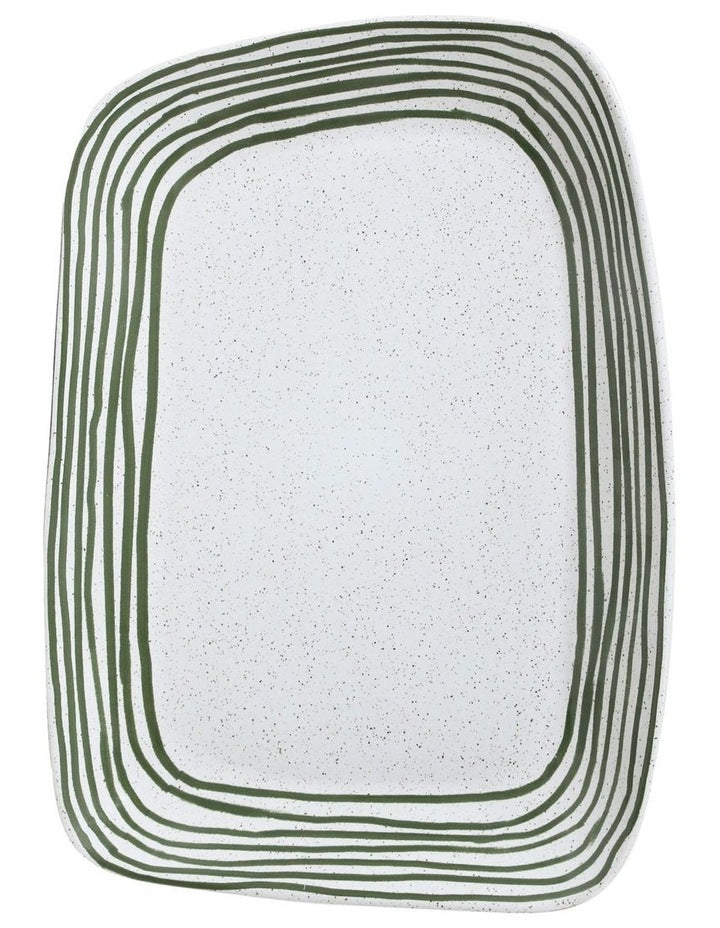 Mediterranean Story Striped Tray in Olive Handbrush