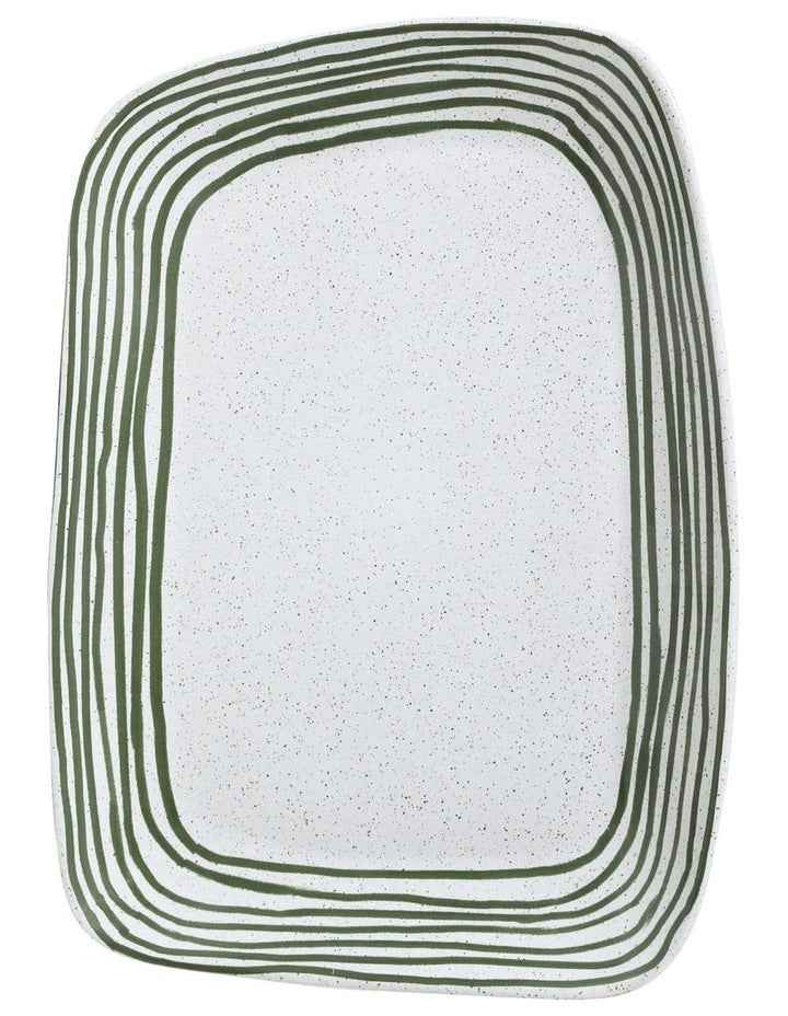 Mediterranean Story Striped Tray in Olive Handbrush