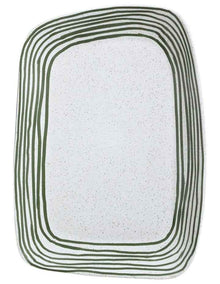 Mediterranean Story Striped Tray in Olive Handbrush