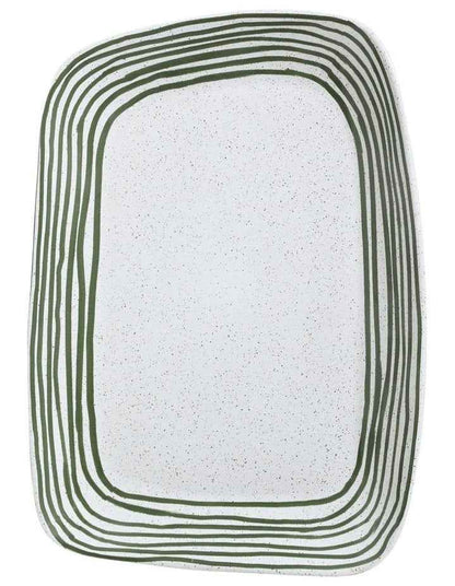 Mediterranean Story Striped Tray in Olive Handbrush