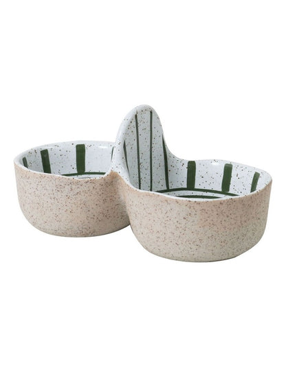 Mediterranean Story Double Condiment Bowl in Olive