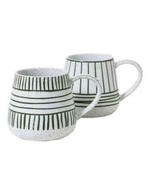 Mediterranean Story Tapered Mug Set Of 2 in Olive
