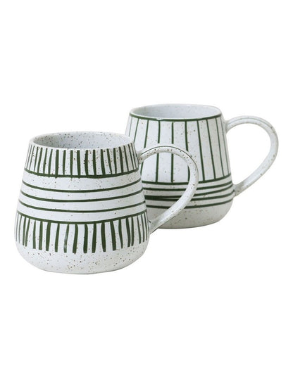 Mediterranean Story Tapered Mug Set Of 2 in Olive