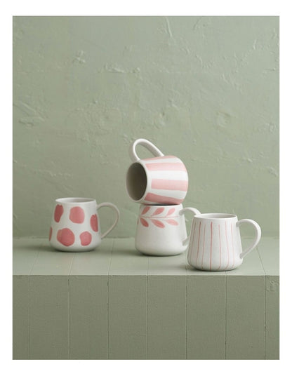 Mediterranean Hand Painted Party Wreath Mug in Coral