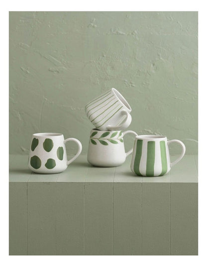 Mediterranean Party Wreath Hand Painted Mug in Sage