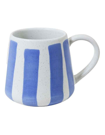 Mediterranean Hand Painted Party Thick Striped Mug in Indigo