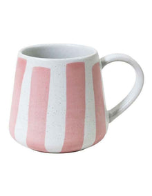 Mediterranean Hand Painted Party Thick Striped Mug in Coral