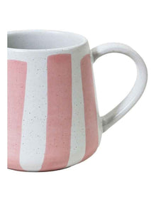 Mediterranean Hand Painted Party Thick Striped Mug in Coral