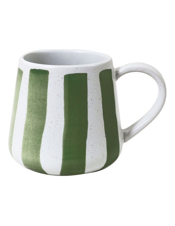 Mediterranean Party Thick Striped Hand Painted Mug in Sage