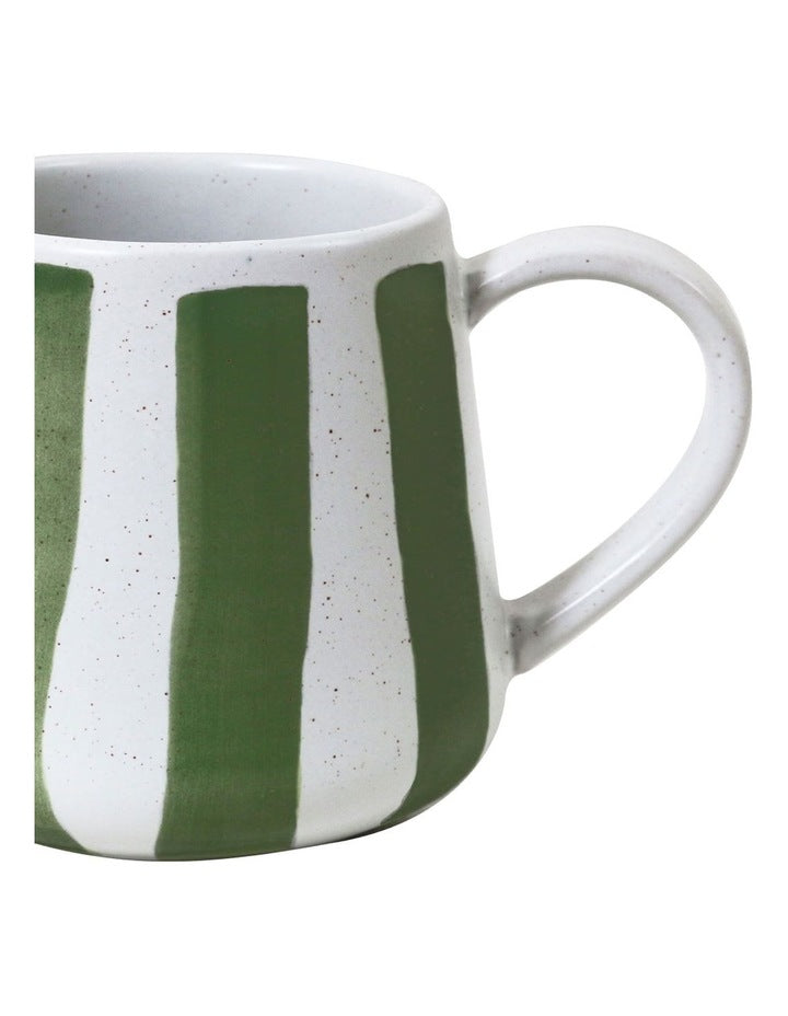 Mediterranean Party Thick Striped Hand Painted Mug in Sage
