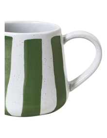 Mediterranean Party Thick Striped Hand Painted Mug in Sage