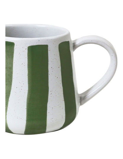 Mediterranean Party Thick Striped Hand Painted Mug in Sage