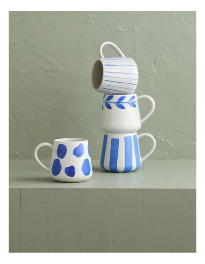 Mediterranean Hand Painted Party Dot Mug in Indigo
