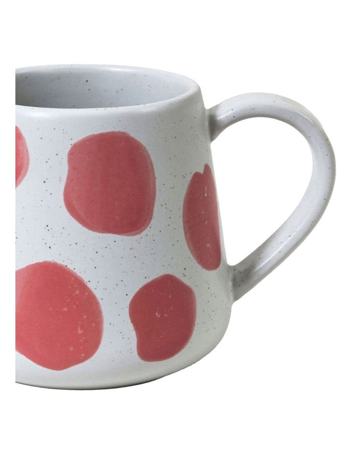 Mediterranean Hand Painted Party Dot Mug in Coral