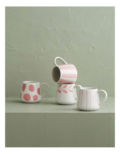 Mediterranean Hand Painted Party Dot Mug in Coral