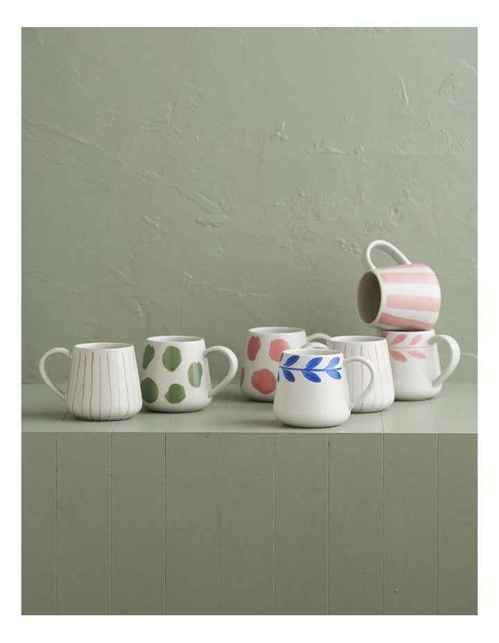 Mediterranean Party Dot Hand Painted Mug in Green